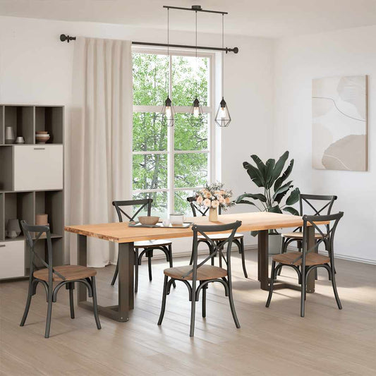 vidaXL Dining Table Legs T-Shaped 2 pcs Black 70x35x(72-73) cm Steel