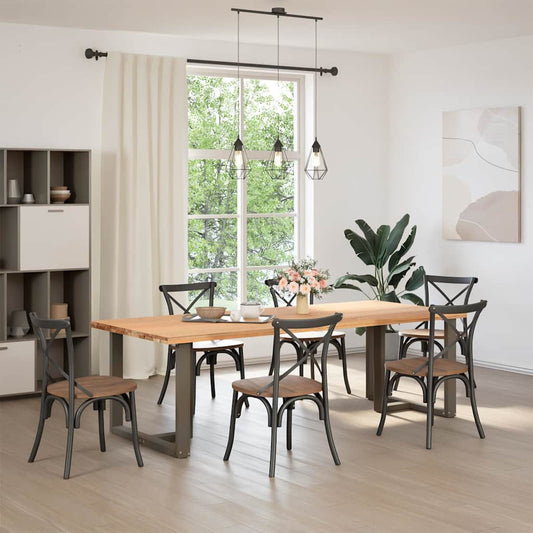vidaXL Dining Table Legs T-Shaped 2 pcs Black 100x35x(72-73) cm Steel