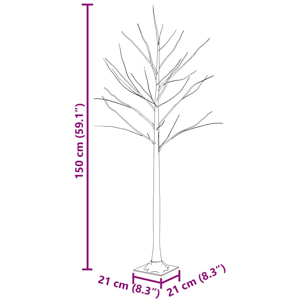 vidaXL Artificial Christmas Tree Warm White 72 LEDs 150 cm White Birch