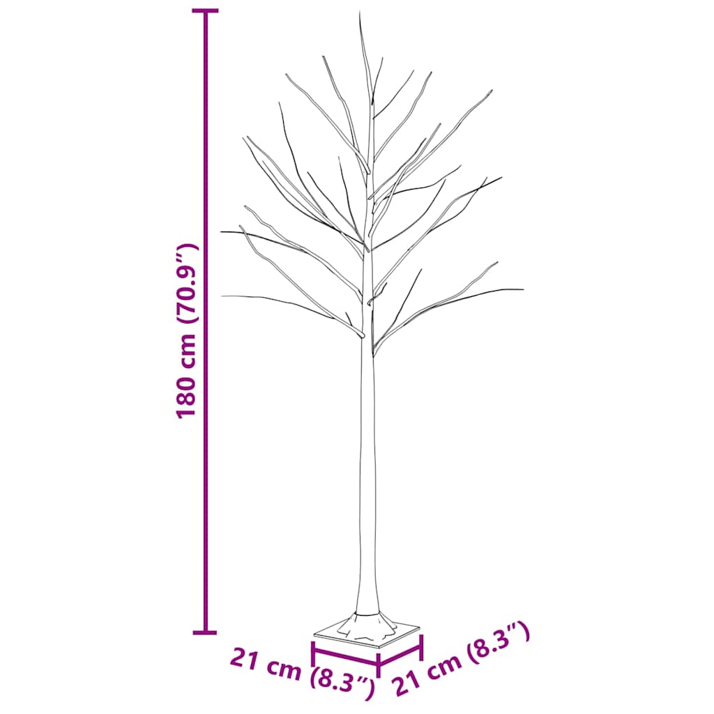 vidaXL Artificial Christmas Tree Warm White 96 LEDs 180 cm White Birch