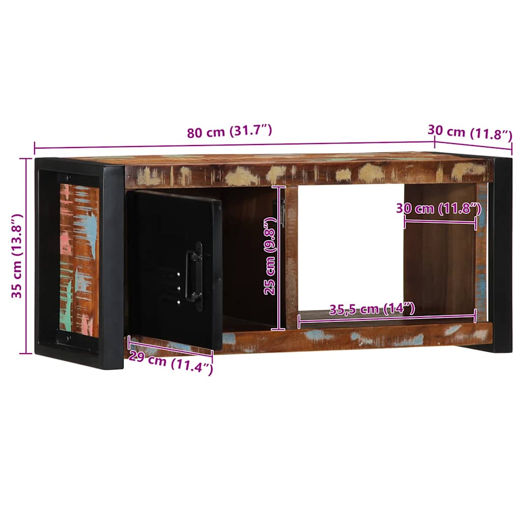 vidaXL TV Cabinet 80x30x35 cm Solid Wood Reclaimed