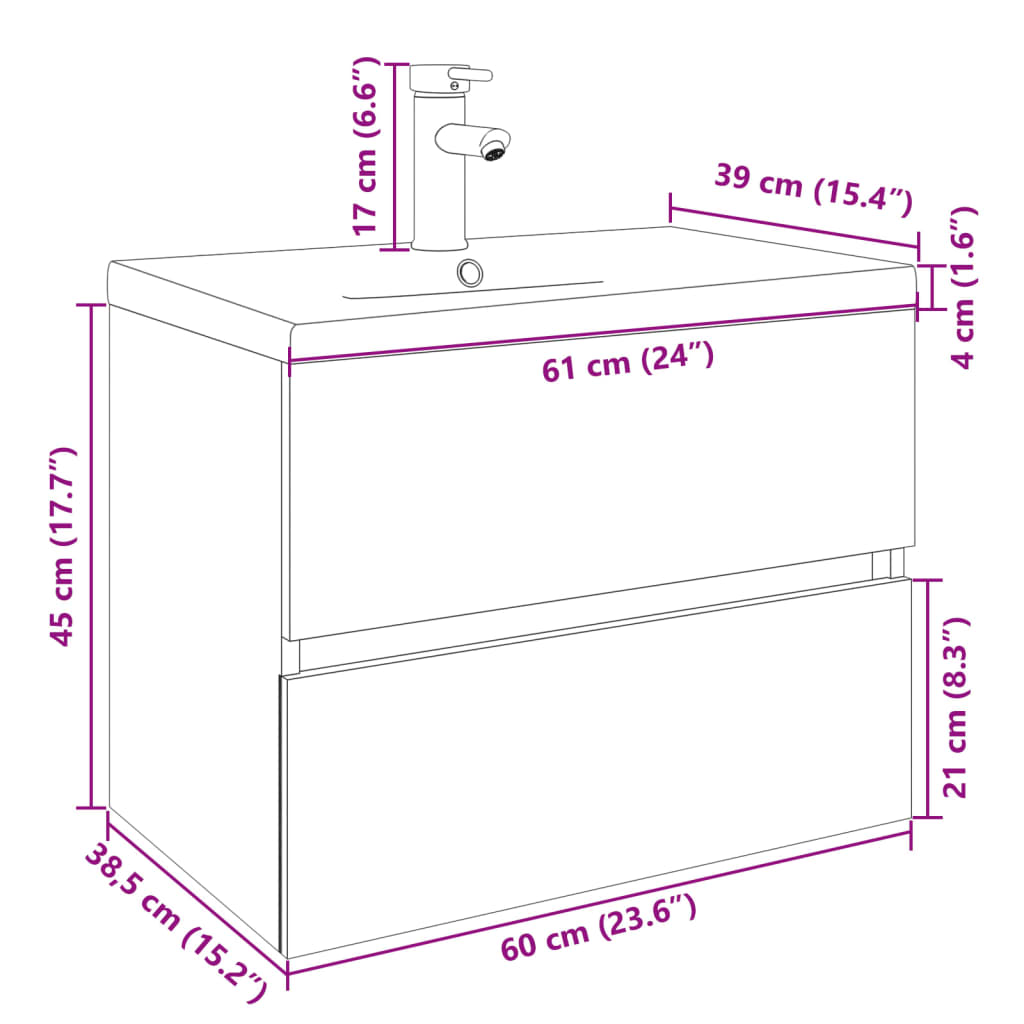 vidaXL 2 Piece Bathroom Furniture Set Ceramic and Engineered Wood