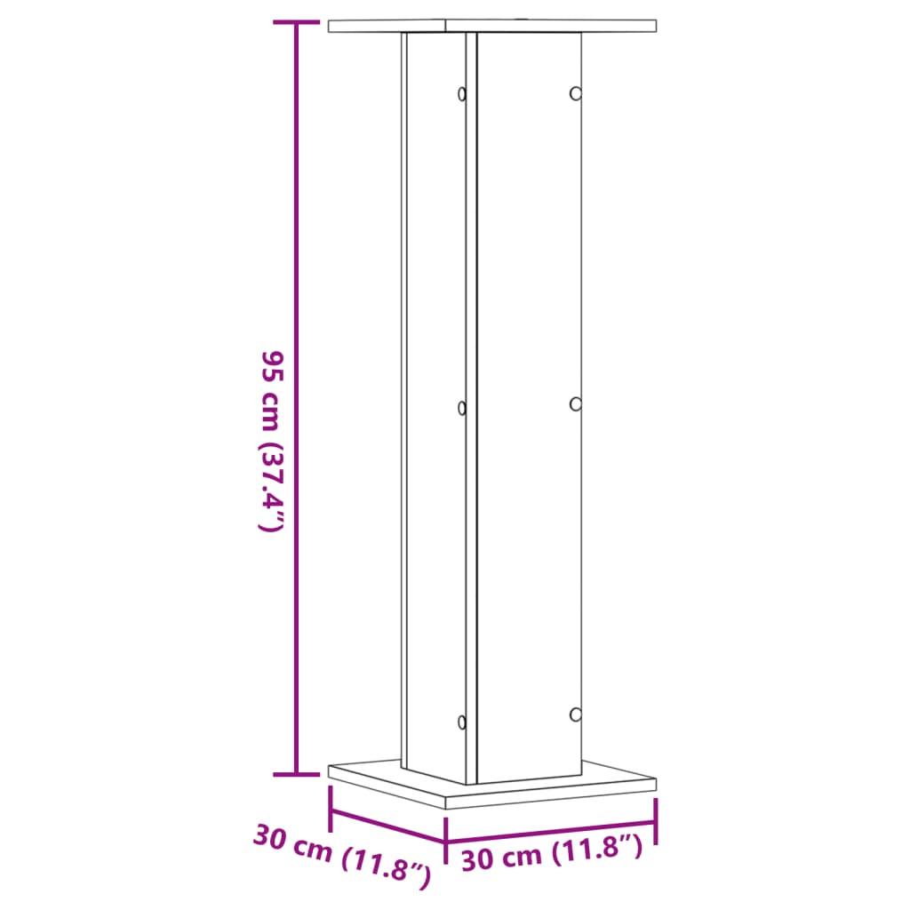 vidaXL Plant Stands 2 pcs Sonoma Oak 30x30x95 cm Engineered Wood