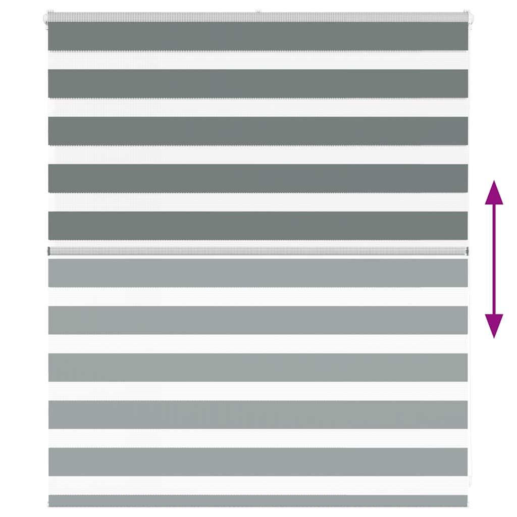 vidaXL Zebra Blind Dark Grey 125x100cm Fabric Width 120.9 cm Polyester