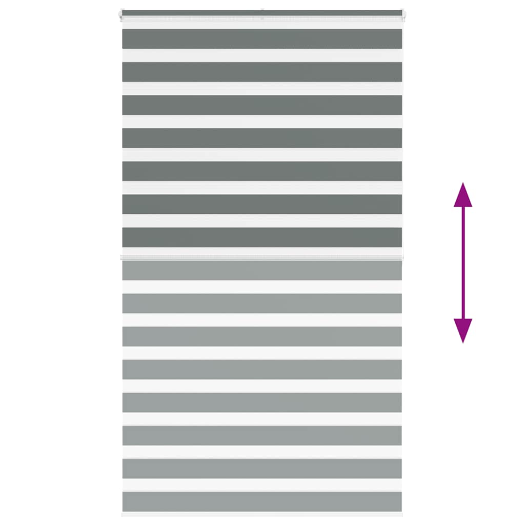 vidaXL Zebra Blind Dark Grey 125x200cm Fabric Width 120.9 cm Polyester