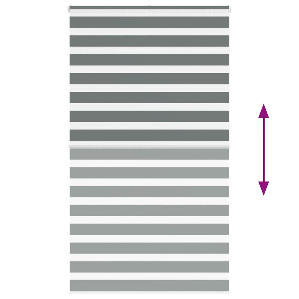vidaXL Zebra Blind Dark Grey 130x200cm Fabric Width 125.9 cm Polyester