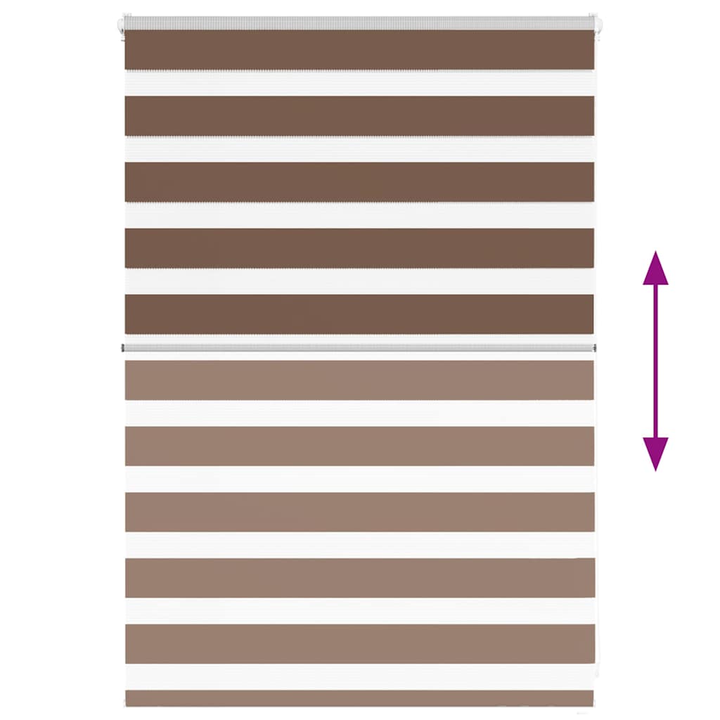 vidaXL Zebra Blind Brown 105x100 cm Fabric Width 100,9 cm Polyester