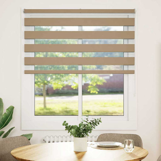 vidaXL Zebra Blind Sand Brown 135x150 cm Fabric Width 130.9 cm Polyester