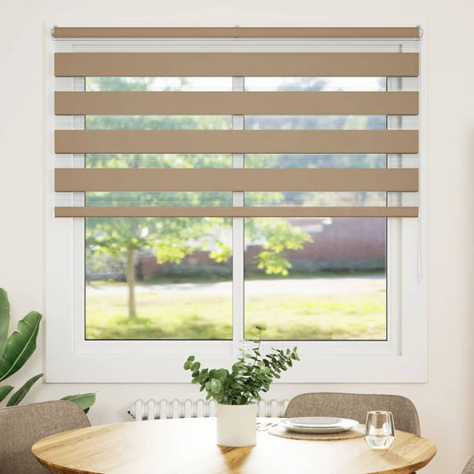 vidaXL Zebra Blind Sand Brown 150x150 cm Fabric Width 145.9 cm Polyester