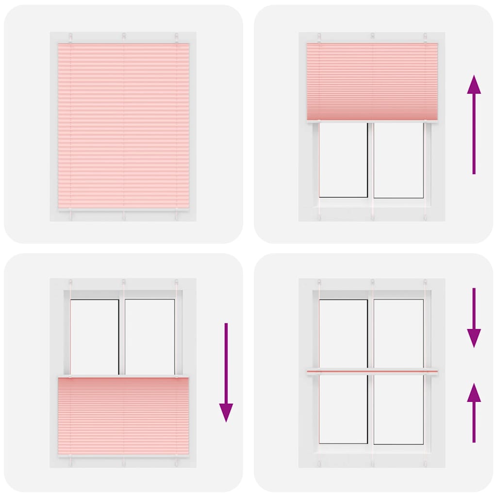 vidaXL Pleated Blind Pink 105x150 cm Fabric Width 104,4 cm Polyester