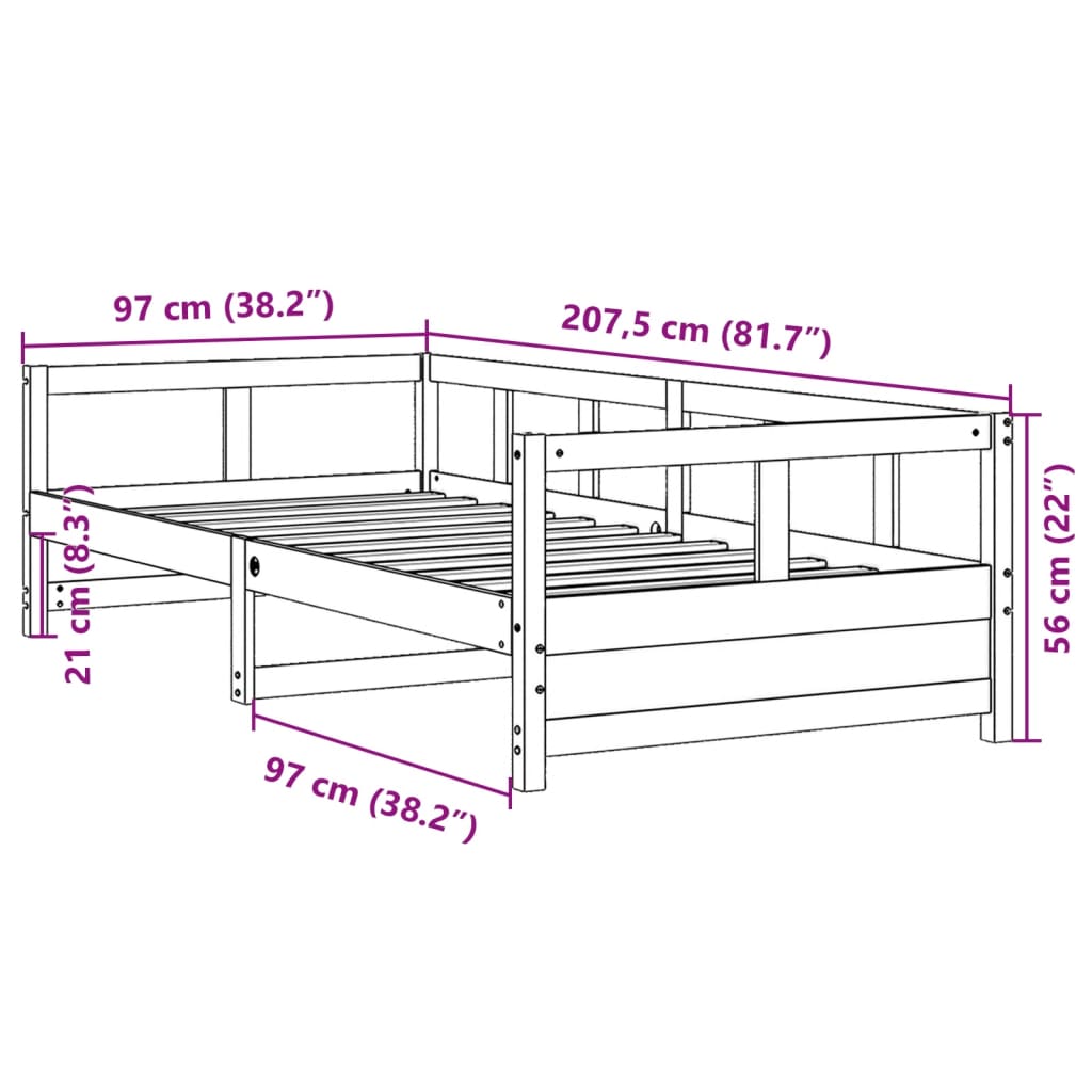 vidaXL Daybed without Mattress White 90x200 cm Solid Wood Pine