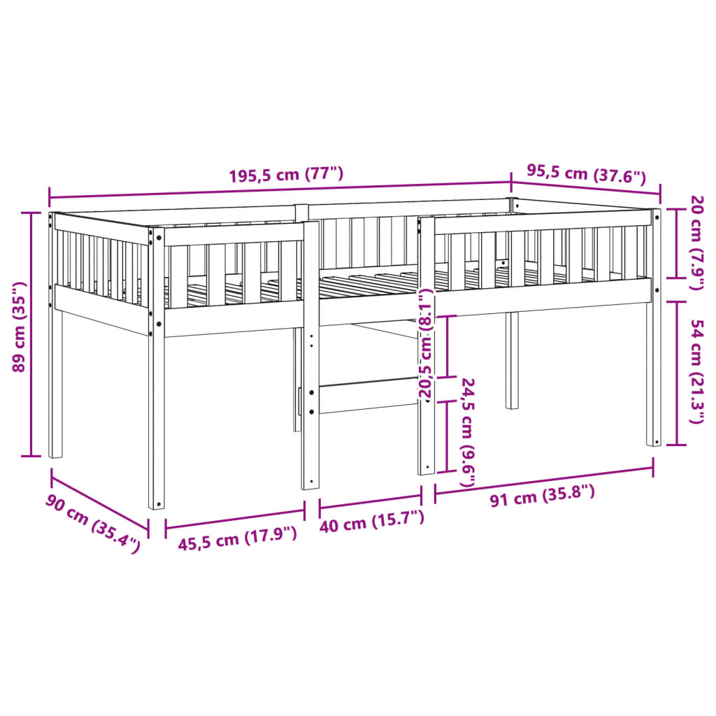 vidaXL Children's Bed without Mattress White 90x190 cm Solid Wood Pine
