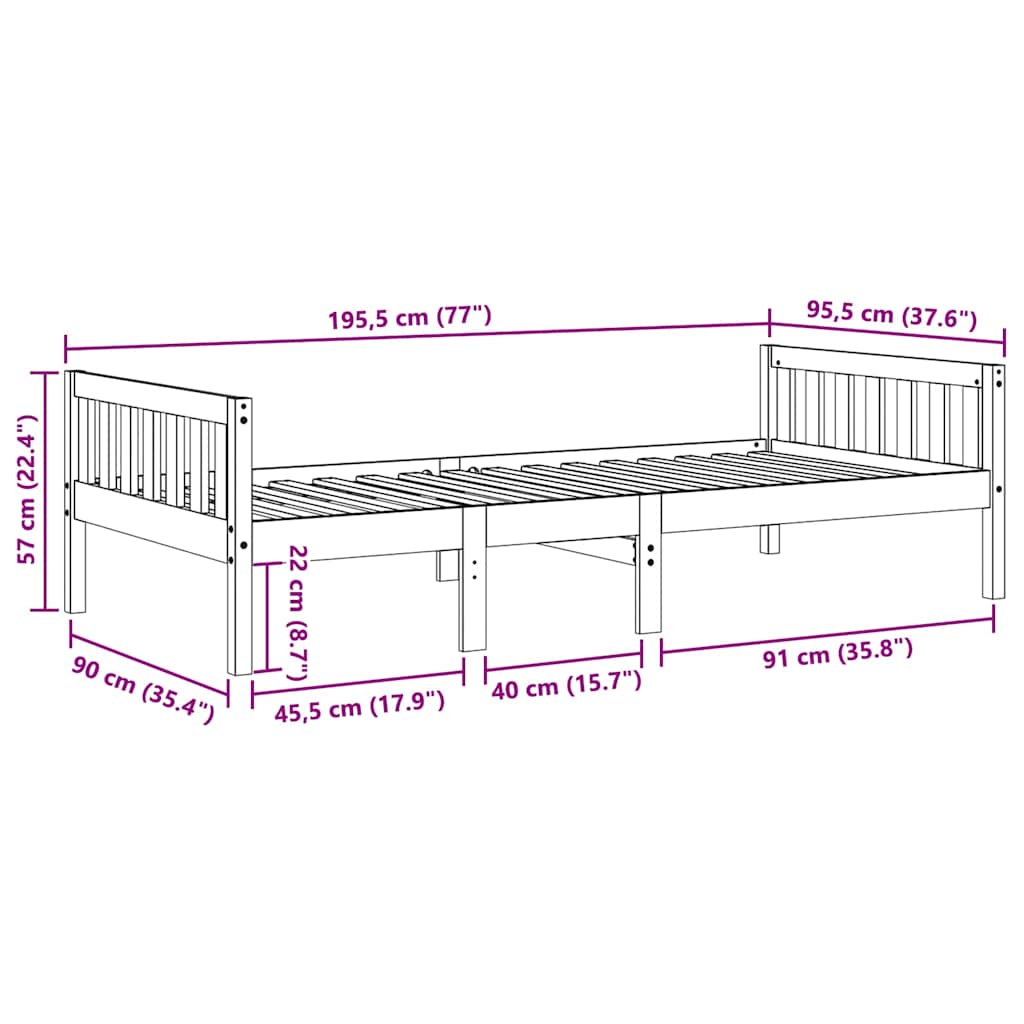 vidaXL Children's Bed without Mattress 90x190 cm Solid Wood Pine