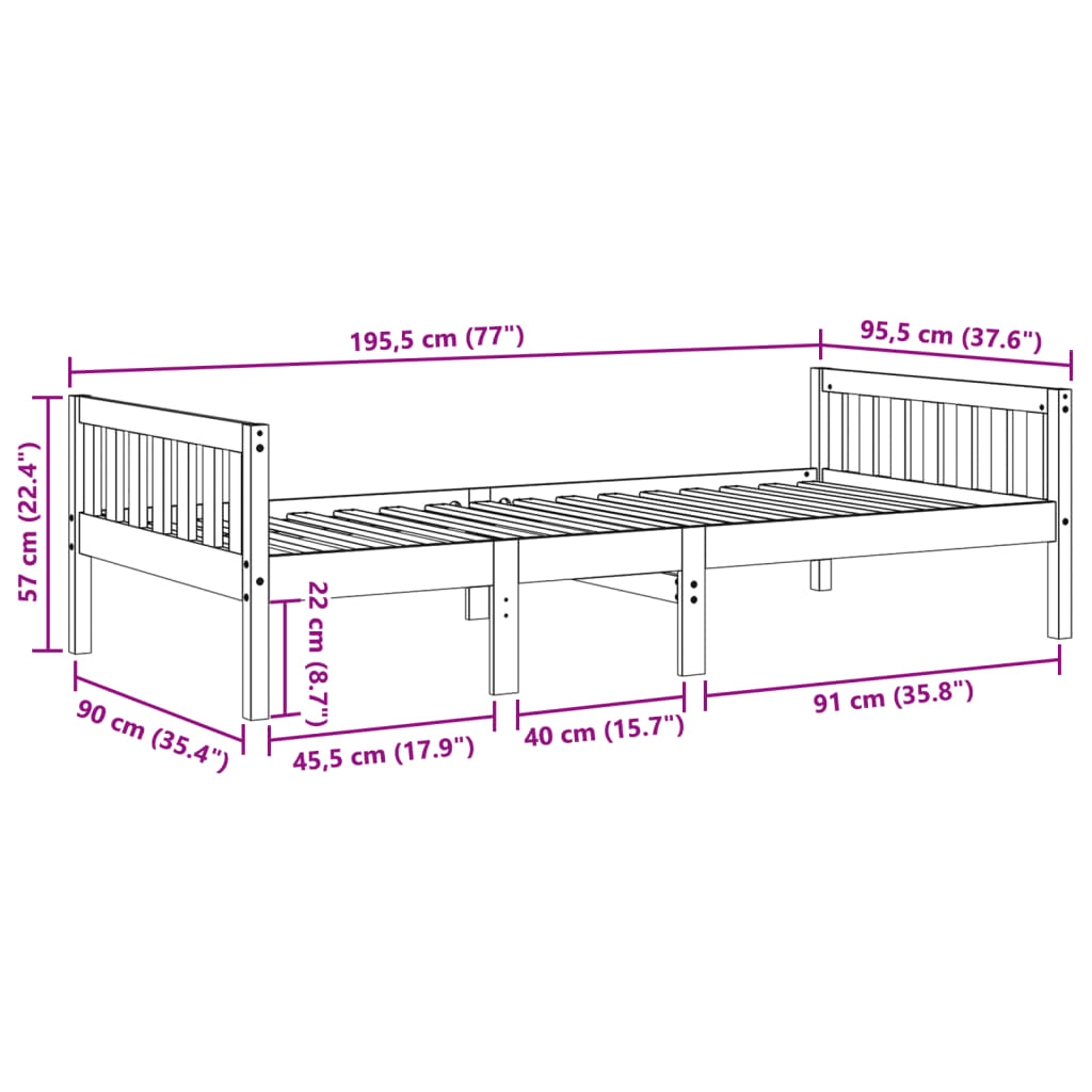 vidaXL Children's Bed without Mattress White 90x190 cm Solid Wood Pine