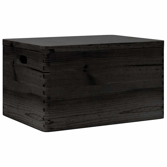 vidaXL Wooden Box with Lid&Handles Black 40x30x23cm Solid Wood Pine