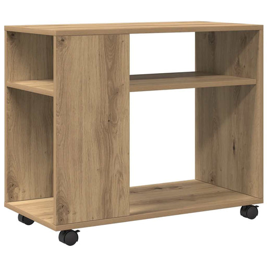 vidaXL Side Table with Wheels Artisian Oak 70x35x60 cm Engineered Wood