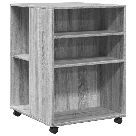 vidaXL Side Table with Wheels Grey Sonoma 55x60x78 cm Engineered Wood