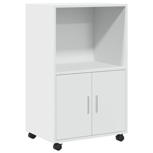 vidaXL Rolling Cabinet White 55x40x91 cm Engineered Wood