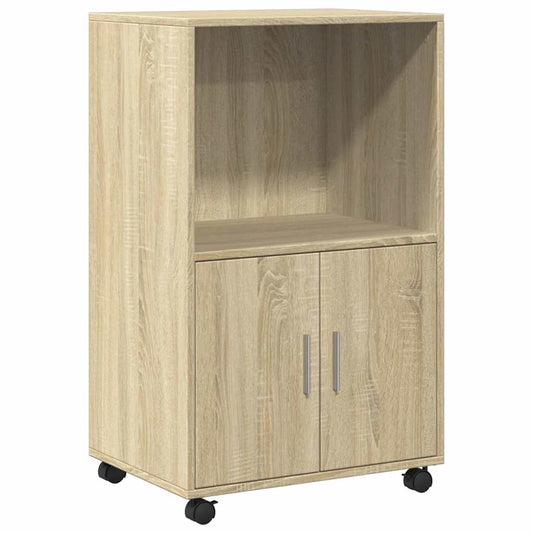 vidaXL Rolling Cabinet Sonoma Oak 55x40x91 cm Engineered Wood
