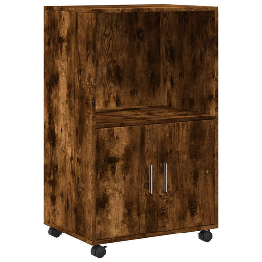 vidaXL Rolling Cabinet Smoked Oak 55x40x91 cm Engineered Wood