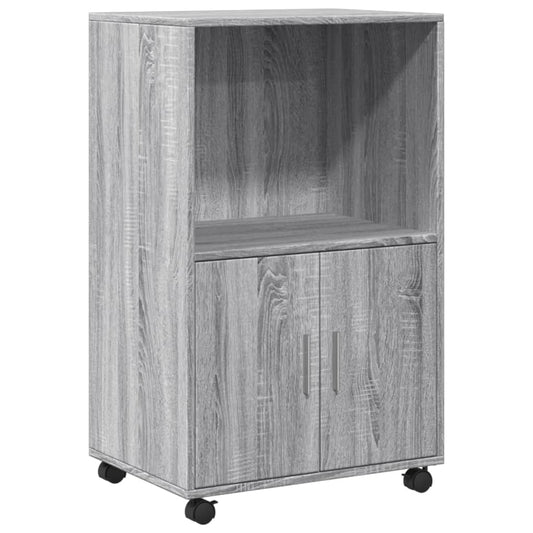 vidaXL Rolling Cabinet Grey sonoma 55x40x91 cm Engineered Wood