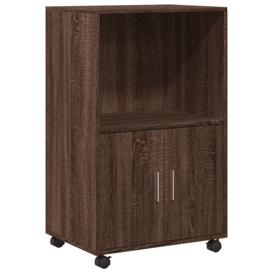 vidaXL Rolling Cabinet Brown Oak 55x40x91 cm Engineered Wood