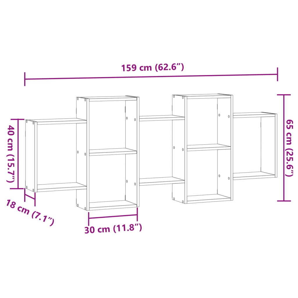 vidaXL Wall Shelf Concrete Grey 159x18x65 cm Engineered Wood