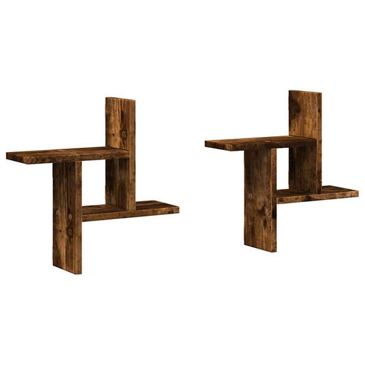 vidaXL Wall Shelves 2 pcs Smoked Oak 38x12x38 cm Engineered Wood