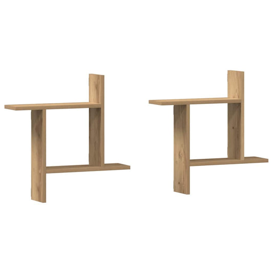 vidaXL Wall Shelves 2 pcs Artisian Oak 50x12x50 cm Engineered Wood