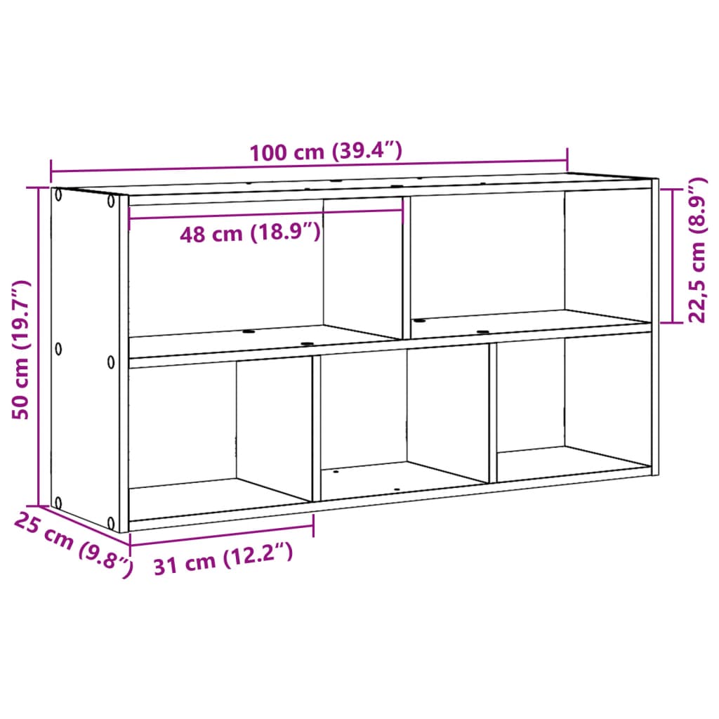 vidaXL Wall Shelf Old Wood 100x25x50 cm Engineered Wood
