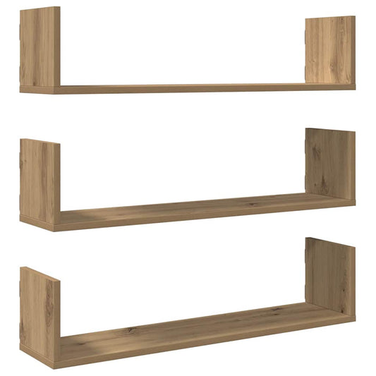 vidaXL Wall Shelves 3 pcs Artisian Oak 80x18x18 cm Engineered Wood