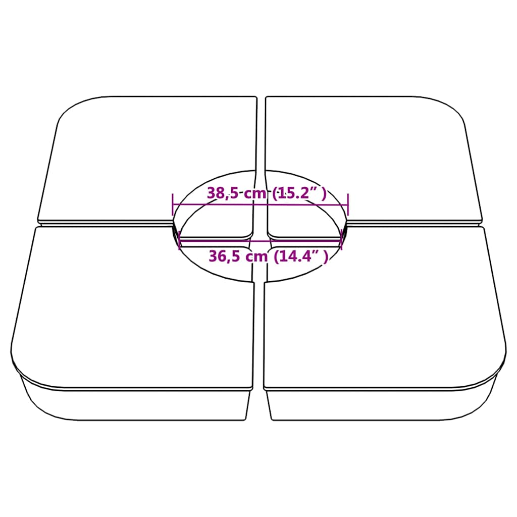 vidaXL 4 Piece Parasol Base Set for Cross Stand Parasol 100 kg PP