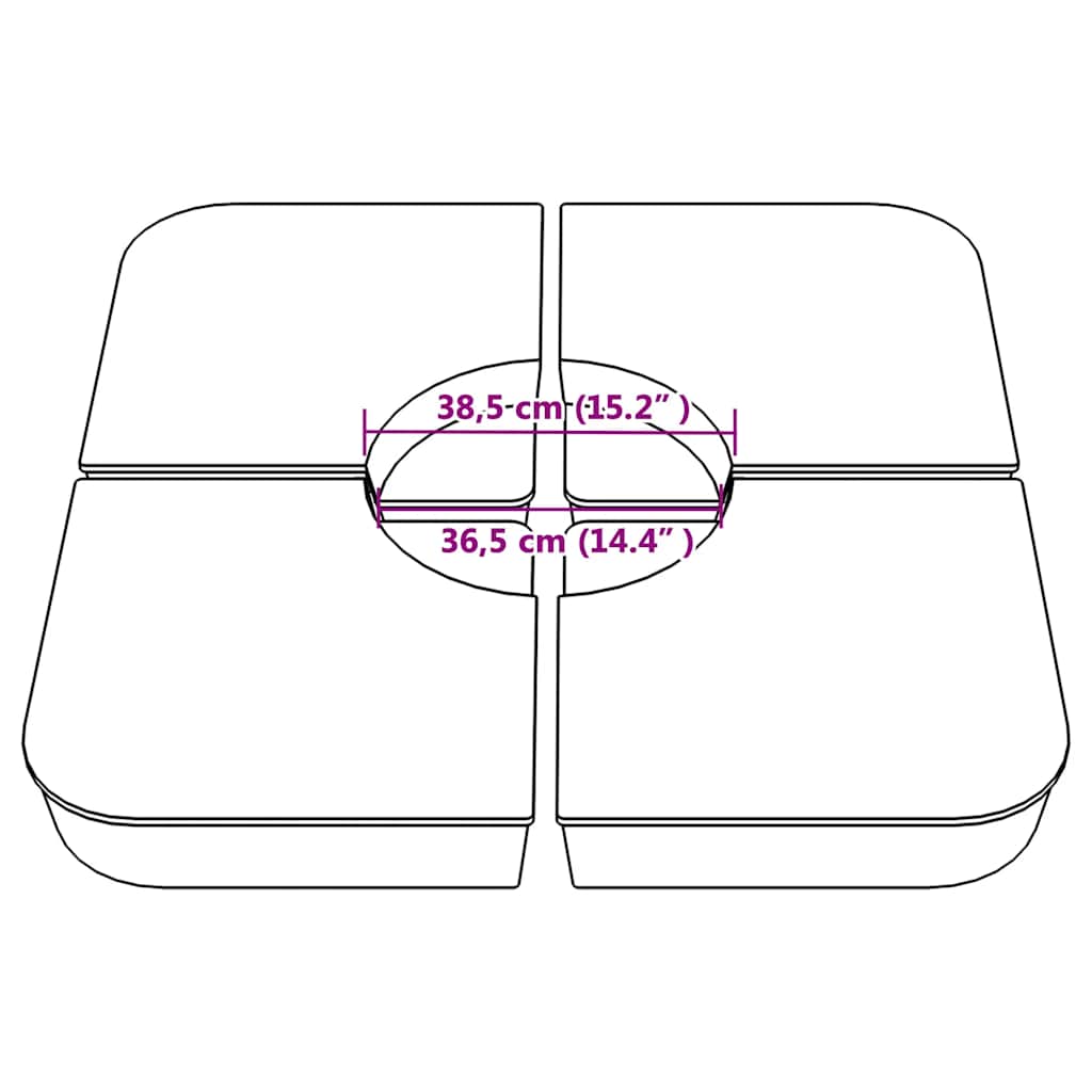 vidaXL 4 Piece Parasol Base Set for Cross Stand Parasol 100 kg PP