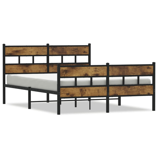 vidaXL Metal Bed Frame without Mattress Smoked Oak 150x200 cm King Size