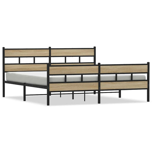 vidaXL Metal Bed Frame without Mattress Sonoma Oak 180x200 cm
