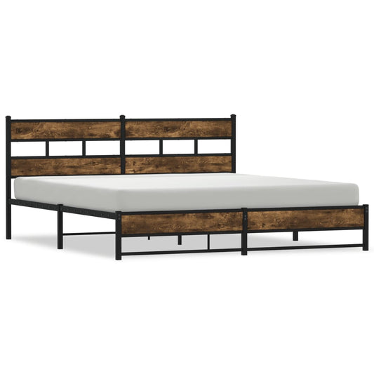 vidaXL Metal Bed Frame without Mattress Smoked Oak 180x200 cm