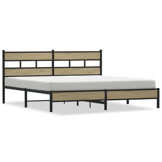 vidaXL Metal Bed Frame without Mattress Sonoma Oak 180x200 cm