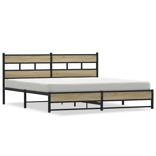 vidaXL Metal Bed Frame without Mattress Sonoma Oak 180x200 cm