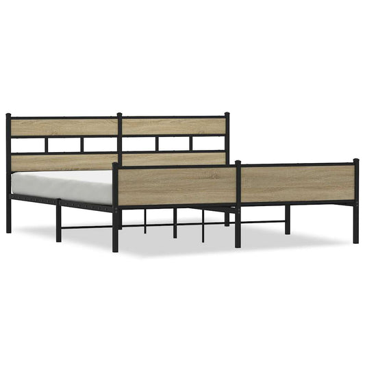 vidaXL Metal Bed Frame without Mattress Sonoma Oak 180x200 cm