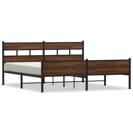 vidaXL Metal Bed Frame without Mattress Brown Oak 180x200 cm