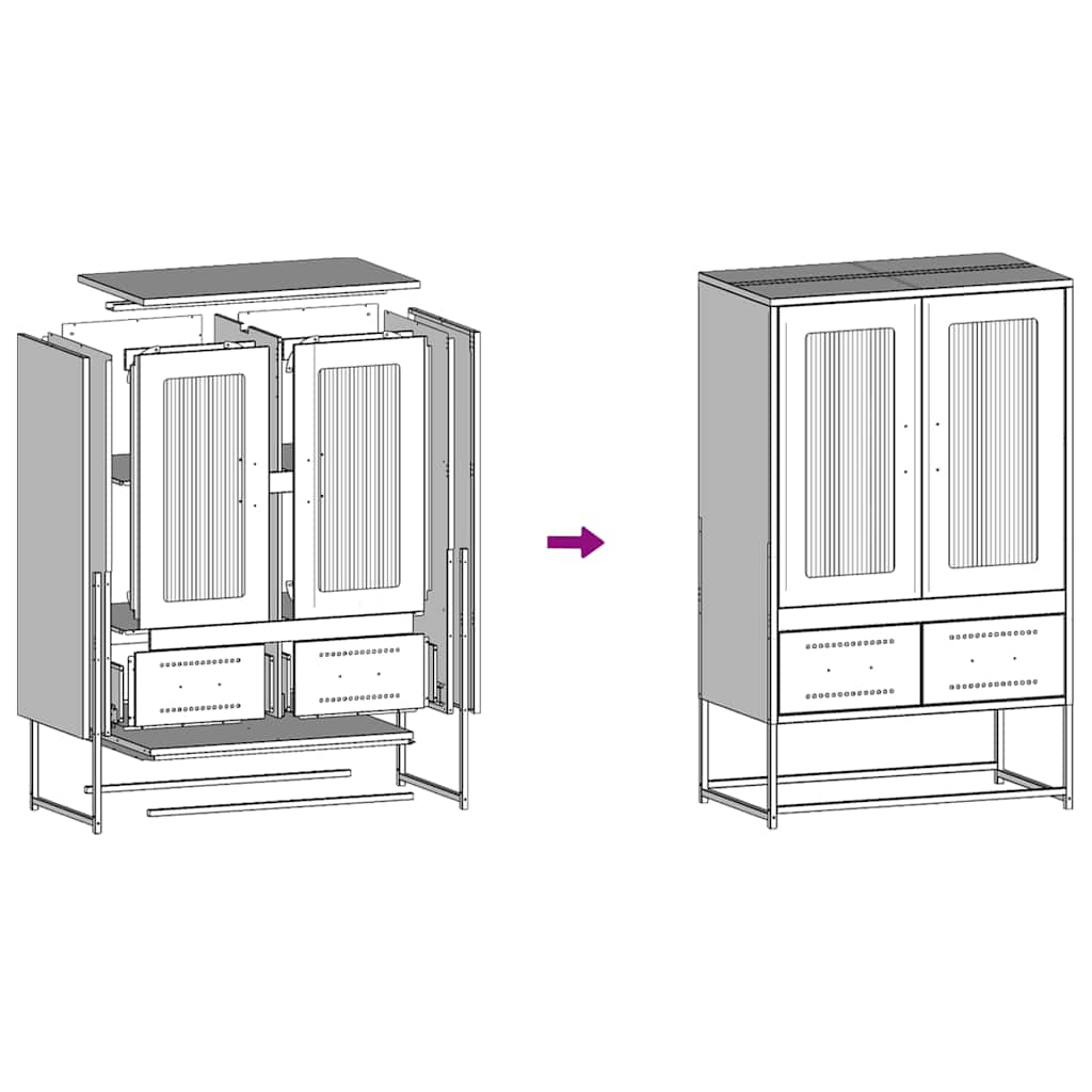 vidaXL Highboard Anthracite 68x39x111.5 cm Steel
