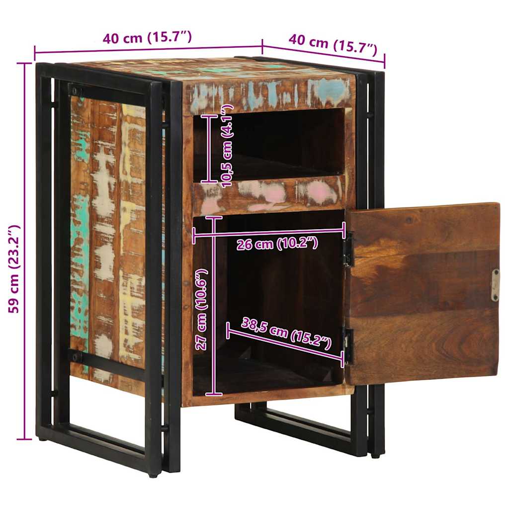 vidaXL Bedside Cabinet 40x40x59 cm Solid Wood Reclaimed