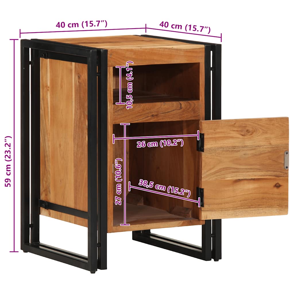 vidaXL Bedside Cabinet 40x40x59 cm Solid Wood Acacia