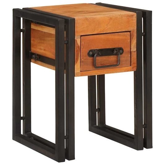 vidaXL End Table Brown and Black 30 x 30 x 40 cm Solid Acacia Wood