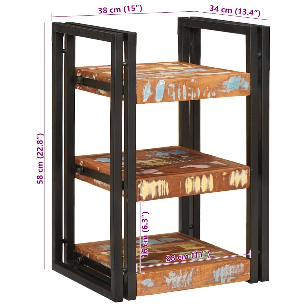 vidaXL Bedside Table Brown and Black Solid Reclaim wood