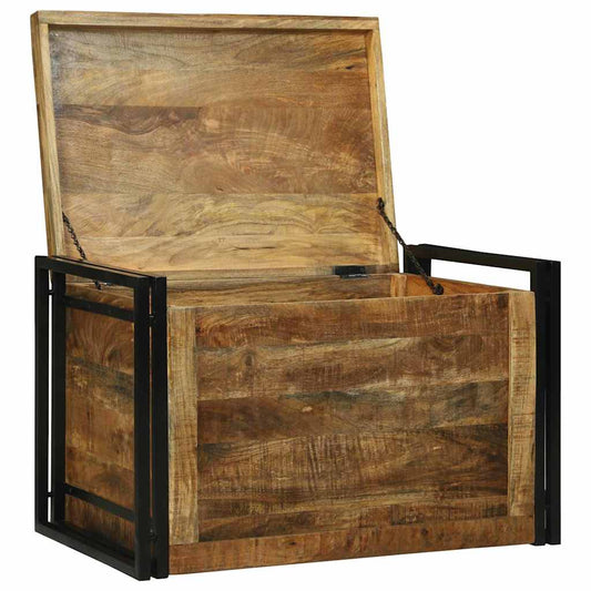 vidaXL Storage Box Brown and Black 80 x 50 x 50 cm Rough Mango Wood