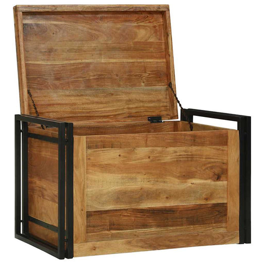 vidaXL Storage Box Brown and Black 80 x 50 x 50 cm Acacia Wood