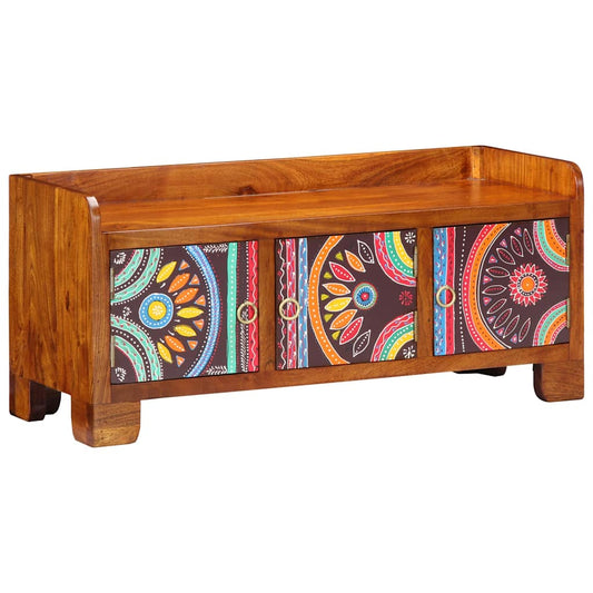 vidaXL Shoe Cabinet Multicolour 90 x 35 x 40 cm Solid Acacia Wood