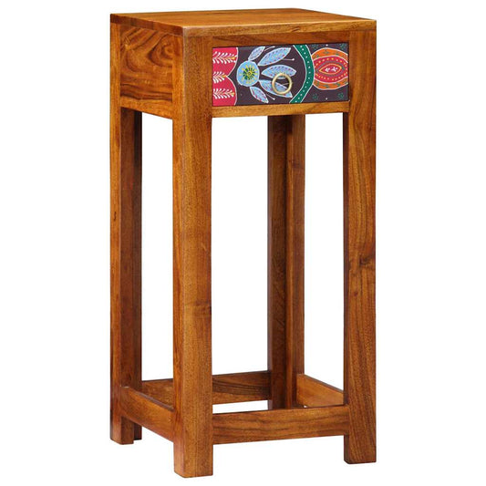 vidaXL Floral End Table with Drawer with Storage Brown 35 x 35 x 75 cm