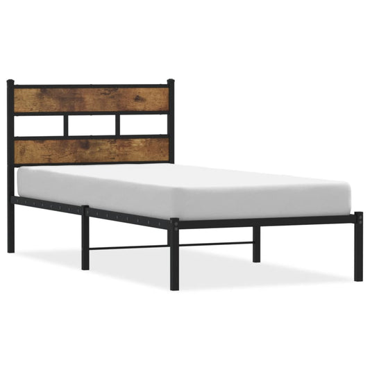 vidaXL Metal Bed Frame without Mattress Smoked Oak 100x200 cm